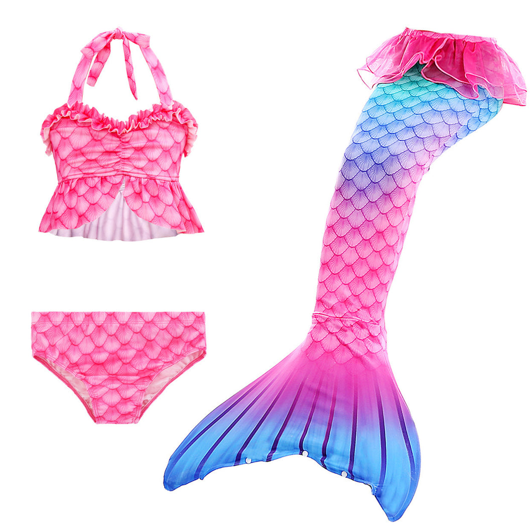 Traje de baño pink estilo Sirena con escamas colorido
