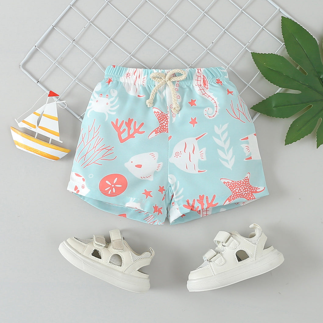 Traje de baño verde agua con estampas de peces