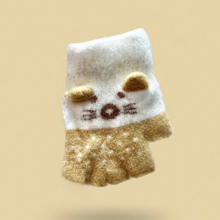 Guante sin dedos peludo de animal con protector