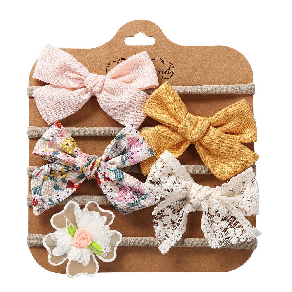 Pack de 5 vinchas con moños y flores