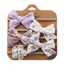Carregar imagem no visualizador da galeria, Pack de 5 vinchas con moños y flores
