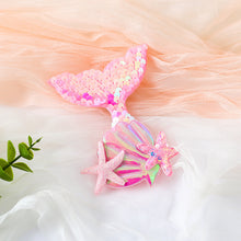 Cargar imagen en el visor de la galería, Hebilla cola de sirena con lentejuelas y estrellas del mar
