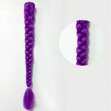 Carregar imagem no visualizador da galeria, Extensión de trenza con clip lila con brillo estilo Rumi de las guerreras Kpop / Huntrix (70cm)
