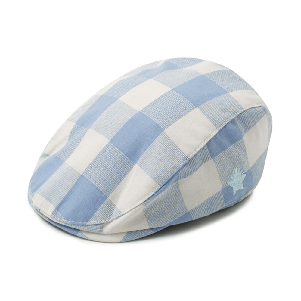 Boina a cuadros celeste y blanco