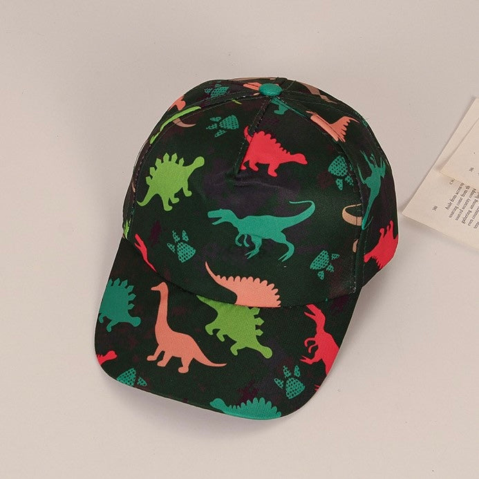 Gorra kepi verde con estampa de dino ajustable