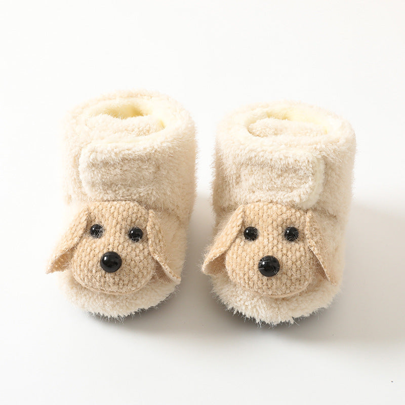 Bota peluda con detalle de perro