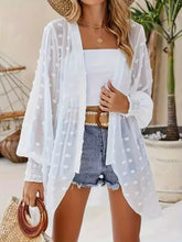 Cargar imagen en el visor de la galería, Chaqueta De Malla Transparente Con Mangas Estilo Linterna Para Mujer De Adelante Abierto (XS)
