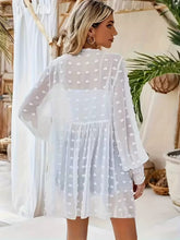 Cargar imagen en el visor de la galería, Chaqueta De Malla Transparente Con Mangas Estilo Linterna Para Mujer De Adelante Abierto (XS)
