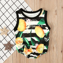Carregar imagem no visualizador da galeria, Body negro estampado de limones frutas juego para hermanas

