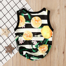 Carregar imagem no visualizador da galeria, Body negro estampado de limones frutas juego para hermanas

