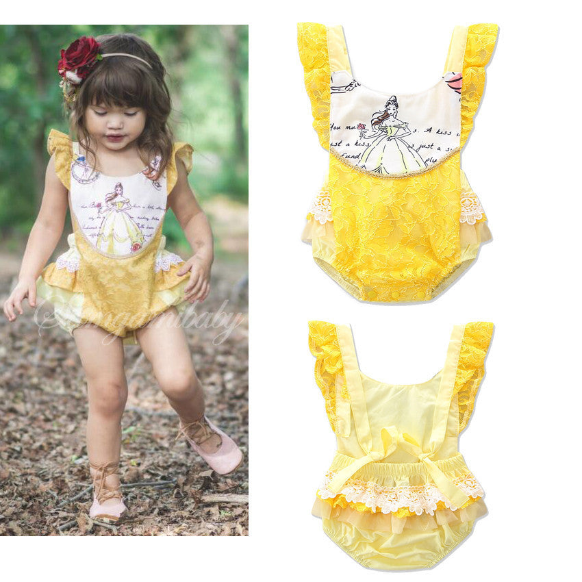 Body de princesa con encajes amarillo