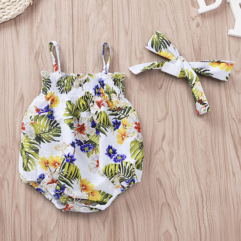 Body floreado con tiras y vincha incluido