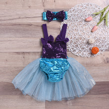 Cargar imagen en el visor de la galería, Vestido body con lentejuelas y tutu de sirena, incluye vincha
