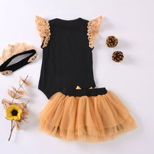 Cargar imagen en el visor de la galería, Body negro con tutu naranja y corona vincha
