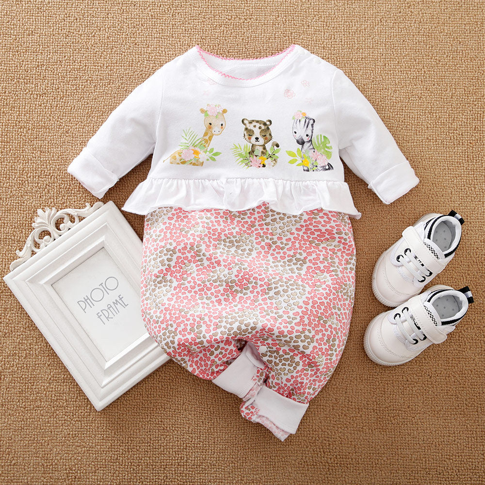 Body mangas largas doble color, estampa de animales