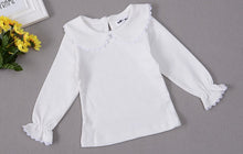 Cargar imagen en el visor de la galería, Blusa mangas largas blanco con cuello
