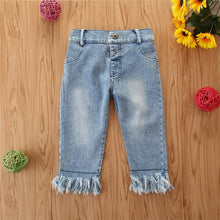 Cargar imagen en el visor de la galería, Pantalón jeans con flecos
