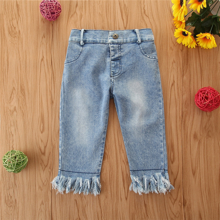 Pantalón jeans con flecos