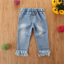 Cargar imagen en el visor de la galería, Pantalón jeans con flecos
