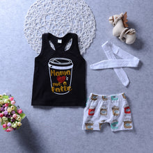 Carregar imagem no visualizador da galeria, Musculosa negra letras latte cafe short vincha
