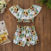 Cargar imagen en el visor de la galería, Conjunto crop top y short de girasoles
