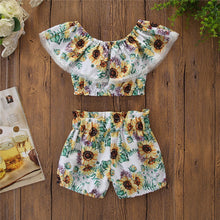 Cargar imagen en el visor de la galería, Conjunto crop top y short de girasoles
