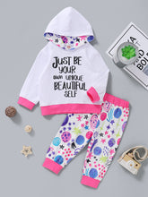 Cargar imagen en el visor de la galería, Buzo blanco con capucha, letras, pantalón de universo
