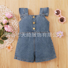 Cargar imagen en el visor de la galería, Enterizo de jeans tipo jardinera con botones
