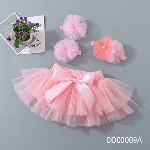 Cubre pañal de tutu rosa bebé + vincha + sandalias en cintas