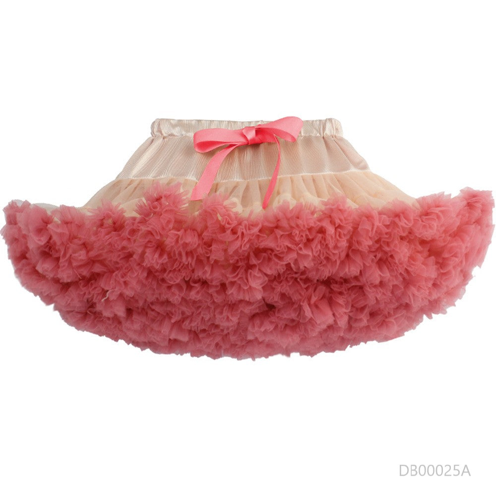 Pollera tutu extra volantes rosa salmón gradiante