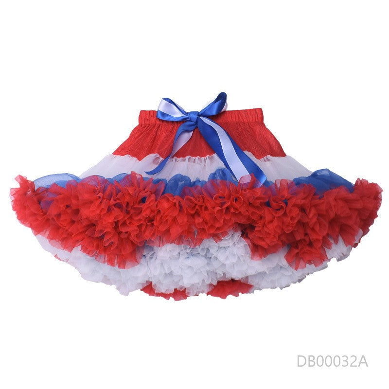 Pollera tutu extra volante tricolor rojo blanco azul