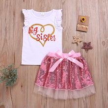Carregar imagem no visualizador da galeria, Blusa sin mangas con letras juego para hermanas pollera tutu en lentejuelas
