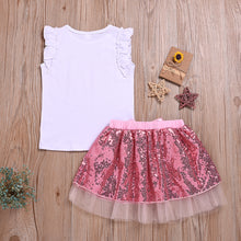 Carregar imagem no visualizador da galeria, Blusa sin mangas con letras juego para hermanas pollera tutu en lentejuelas
