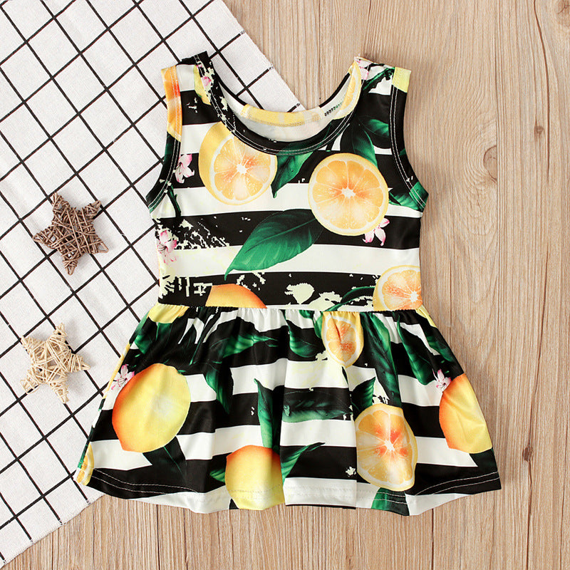 Vestido de limones frutas juego para hermanas