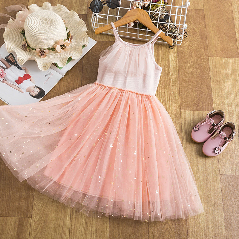 Vestido sin mangas y falso tutu con brillo