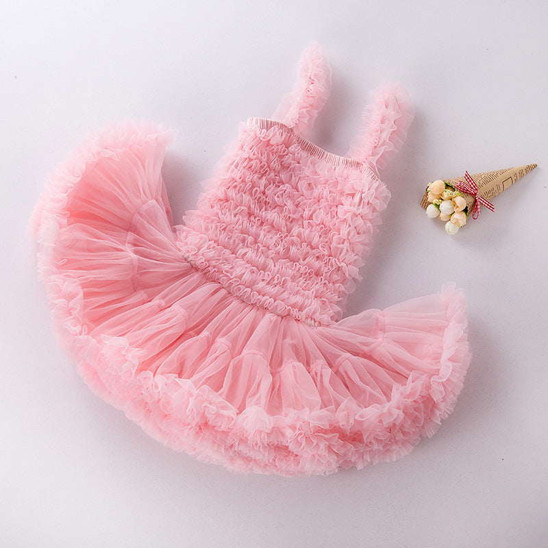 Vestido tutu super extra volados rosa bebé