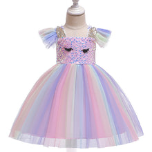 Cargar imagen en el visor de la galería, Vestido de unicornio colorido con lentejuelas
