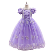 Cargar imagen en el visor de la galería, Vestido largo lila estilo princesa Rapunzel con encaje
