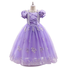Cargar imagen en el visor de la galería, Vestido largo lila estilo princesa Rapunzel con encaje
