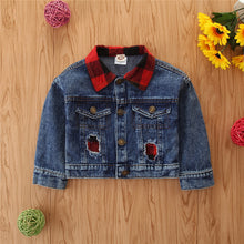 Cargar imagen en el visor de la galería, Campera jeans con detalles cuadrille
