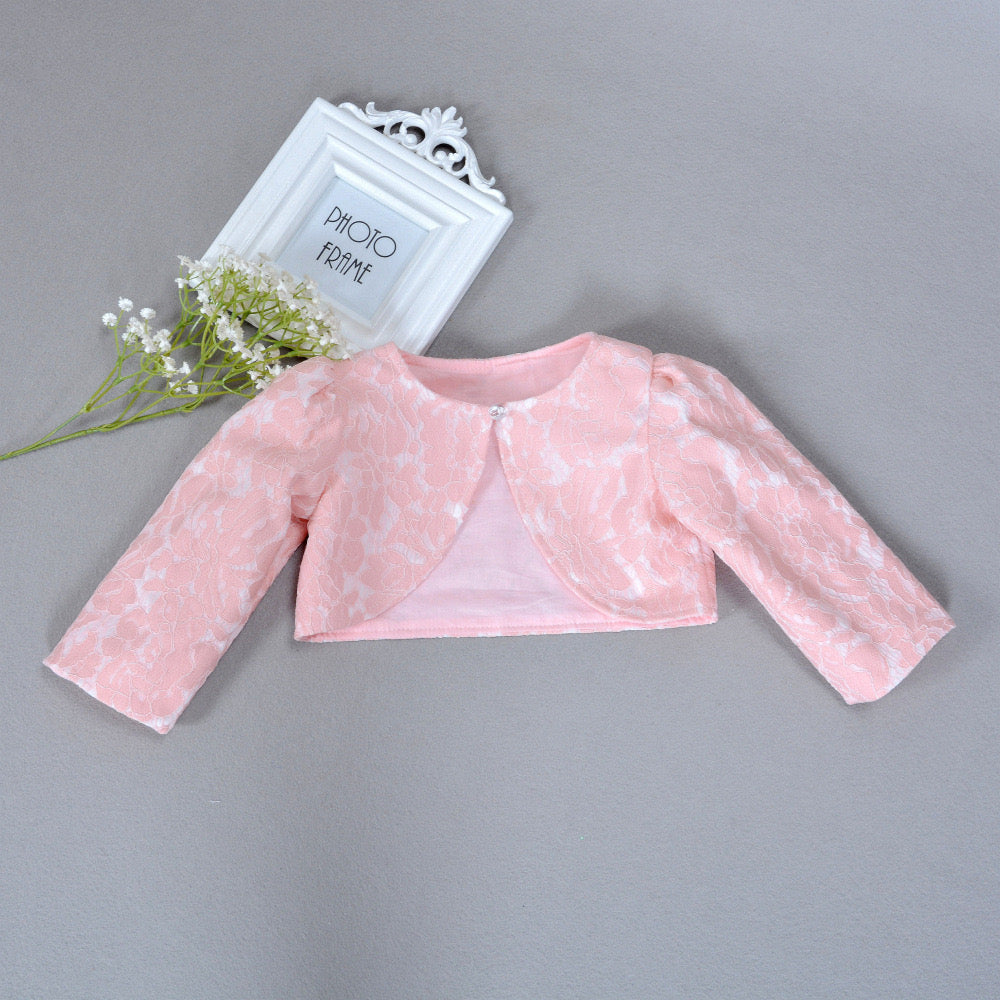 Bolero manga larga con detalle de encaje