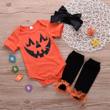 Cargar imagen en el visor de la galería, Body naranja, medias y moño negro
