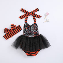 Cargar imagen en el visor de la galería, Body negro estampado, tutu con brillos y vincha
