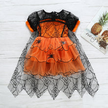 Cargar imagen en el visor de la galería, Vestido con tutu detalles y capa de gasa de tela araña
