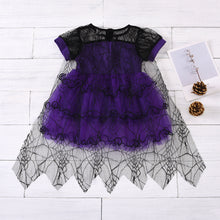 Cargar imagen en el visor de la galería, Vestido con tutu detalles y capa de gasa de tela araña

