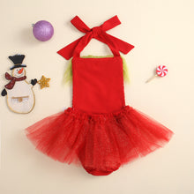 Carregar imagem no visualizador da galeria, Body rojo atado al hombro con lentejuelas y detalle verde y blanco
