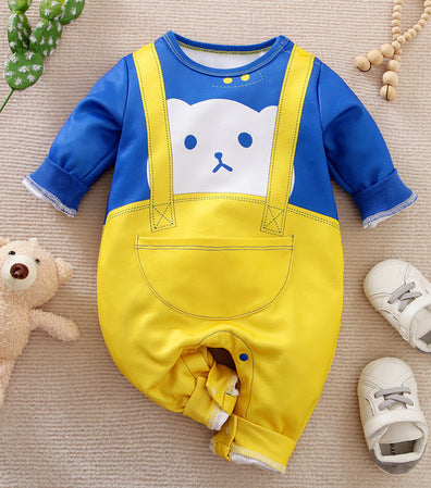 Body enterizo doble color, azul y amarillo de oso
