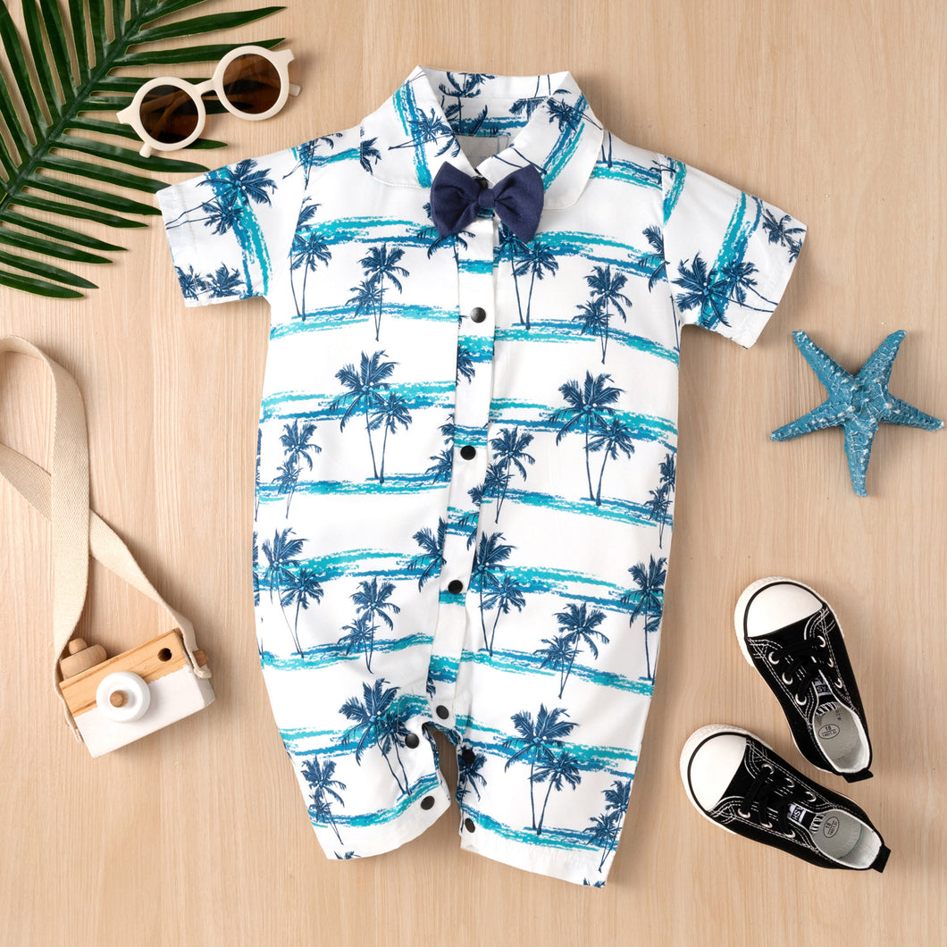 Body camisa con estampa de palmeras y moño