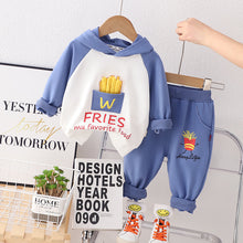 Cargar imagen en el visor de la galería, Buzo doble color con capucha de papas fritas y pantalón estilo moletón
