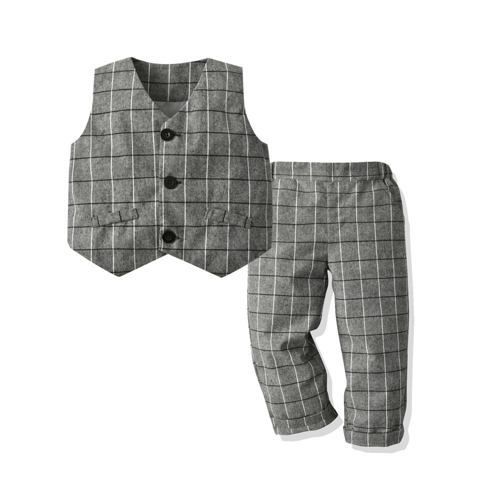 Chaleco con pantalón gris cuadrille